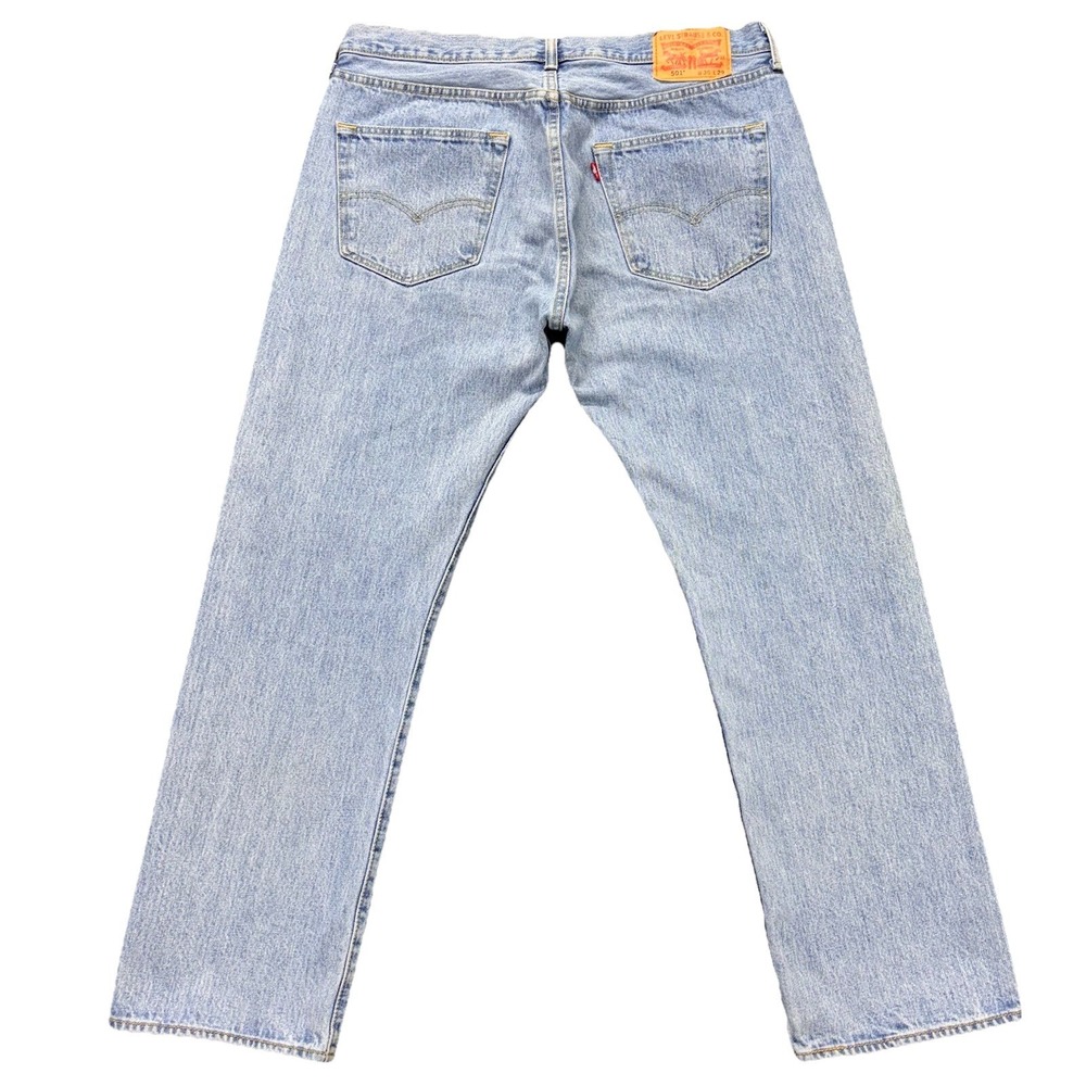 Levis 501 Jeans Men 36x29 Blue Denim Button Fly Fade Light Wash Cowboy Biker‎